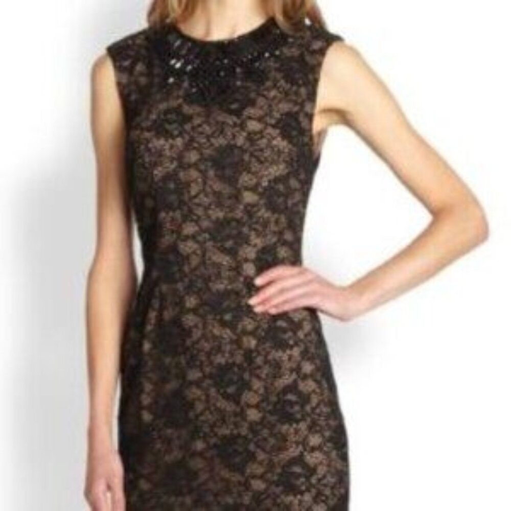 NWT Haute Hippie Black Lined Lace Sleeveless Beaded Dress Size 8 MSRP $495 - Picture 4 of 11